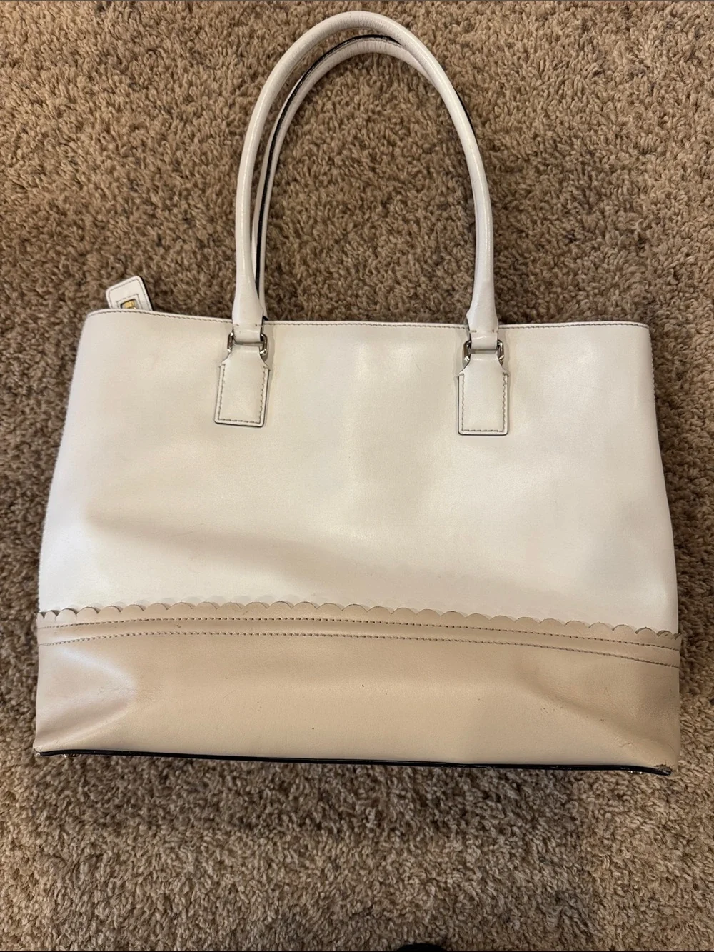 kate spade Cream and Beige Two-Tone Leather Tote